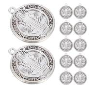 Housoutil 30Pcs Oxidized Saint Benedict Coin Pendants Metal Christian Medal Charms for Catholic Rosary Vintage Round Holy Medal Bulk for Spiritual Faith Bracelets and Necklaces