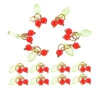 Housoutil 30pcs Red Cherry Charms Fruit Pendants for Jewelry Making DIY Craft Beads Versatile Bracelet Phone Keychain Accessories with Vivid Color Cute Berry Ornament for Stylish Everyday