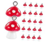 Housoutil 30pcs Red Mushroom Pendants Fashion Charms for DIY Jewelry Making for Necklaces Bracelets Keychains and Accessories