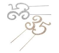 Housoutil 35Th Rhinestone Cake Topper Set, Silver and Gold Metal Number Birthday Cake Decorations for Anniversary and Party Celebrations