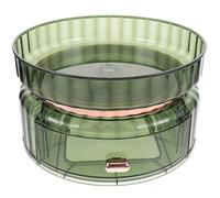 Housoutil 360° Rotating Makeup Storage Box, Double-Layer Cosmetic Organizer Tray in Emerald Green, Desktop Holder for Lotion, Perfume, Lipstick and Skincare Essentials