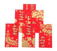 Housoutil 36pcs Vietnamese Lunar New Year Red Envelopes with Gold Foil Accents - 6 Sets of Long Spring Red Money Packets for TET Li Xi Gifting and Horse Year Celebration