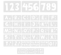 Housoutil 36pcs White Plastic Alphabet Letter Stencils for Spray Painting, Portable and Washable Templates for School and Cards DIY Craft Projects
