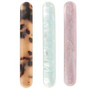 Housoutil 3PCS Acetate Hairpin Set for Women - Rectangular Rounded Head Hair Clips in Tortoiseshell, Light Purple, Light Blue - Spring Barrettes for Ponytail and Everyday Hair Styling