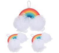 Housoutil 3pcs Bath Sponge Set Rainbow-Shaped Pu Sponge Bath Scrubbers for Soft and Sturdy for Massaging Skin and Removing Dead Skin