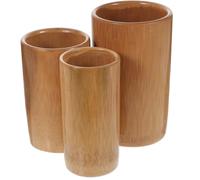 Housoutil 3pcs Carbonized Bamboo Cupping Set with Medium, Large, Extra Large Cups for Body Massage Therapy, Household Spa Accessory, Professional Bamboo Jar Cupping Tool