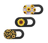 Housoutil 3pcs Cartoon Sunflower Webcam Cover Slider Privacy Protector for Laptop Tablet Computer Movable Thin Camera Lens Cap for Online Security and Peace of Mind