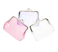 Housoutil 3pcs Clasp Design Change Purse Earbud Case Alloy PVC Material Wide Opening Quick Access Coin Storage Bag for Women School Travel