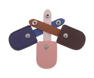 Housoutil 3Pcs Cuticle Scissor Covers Nail Clipper Protective PU Sleeve Set for Manicure Pedicure Tools, Deep Brown Light Pink Dark Blue Nail Cutter Handle Protectors
