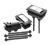 Housoutil 3pcs Dual Flush Toilet Tank Push Buttons Replacement, Rectangular Black Plastic Flush Button Set for Standard Bathroom Toilet Accessories