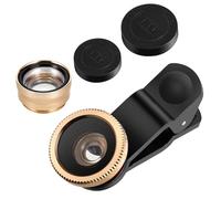 Housoutil 3pcs Fisheye Macro Wide Angle Camera Fish Eye Fish Cellphone Clip- Macro Clip on Z Magnifying for Phone Attachments X Universal Golden