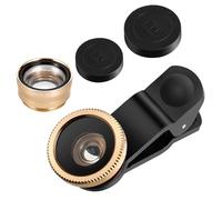 Housoutil 3pcs Fisheye Macro Wide Angle Lens Camera Fish Eye Lens Fish Lens Cellphone Lens Clip- Lens Macro Clip on Lens Z Magnifying Lens for Phone Lens Attachments X Universal Golden