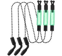 Housoutil 3pcs Fishing Bite Alarm Indicators with Green Covers Iron Line Gear Alerts with Soft Chain Swingers Professional Fishing Signal Alarms