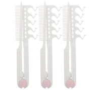 Housoutil 3Pcs Foldable V Shape Hair Straightening Comb for Women - Heat Resistant, Anti-Static Plastic Styling Tool - Portable Travel Hair Comb for Flat Iron Use