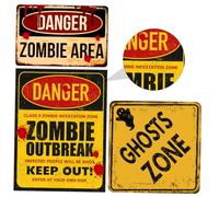 Housoutil 3Pcs Halloween Wall Sticker Decals Self Adhesive Horror Warning Signs for Home Bar Haunted House Party Decoration