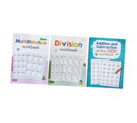 Housoutil 3pcs Math Practice Workbook for Elementary Students Multiplication Division Addition Exercises Portable Design for Daily Learning and Skill Building