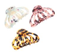 Housoutil 3pcs Non-slip Hair Claw Clips for Thick Hair Large Retro Acetate Jaw Clips with Strong Hold Deep Leopard Light Blue Pink