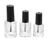 Housoutil 3pcs/pack Empty Nail Polish Bottles Empty Nail Polish Bottles with Brush 5ml 10ml 15ml Square Shaped Glass Portable Convenient Use Light Weight for Travel with Premium Brush