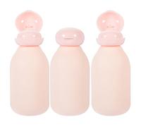 Housoutil 3pcs Pink Travel Bottles Set 100ml Refillable Squeezable Toiletry Containers for Shampoo Lotion Flip Cap Soft Matte Finish Small Travel Size Bottles for Outdoor and Use