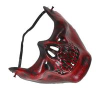 Housoutil 3pcs Red Skeleton Half Face Masks for Masquerade and Role Play, Portable and Comfortable Fit Plastic Gothic Cosplay Halloween Costume Accessories for Men and Women