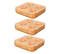 Housoutil 3pcs Wood Egg Platter Double Row Shockproof Egg Holder for Refrigerator and Countertop Kitchen Storage Organizer