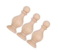 Housoutil 3pcs Wooden Finial Unfinished Wood Finials for Crafts Decorative Finials for Birdhouse Grandfather Clock Curtain Rod Rocking Chair Bed Post Beige