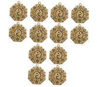 Housoutil 3sets Brass Pendant Eight Diagram Key Chain Decor Vintage Ornament for DIY Crafts Unique Hanging Adornment for Necklaces Bracelets Mobile Phone Accessories 4pcs*3