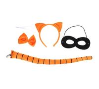 Housoutil 4 Pcs Halloween Cat Accessories Set Including Cat Ears Headband, Eye Mask, Bowtie and Tail, Soft Cloth Material with Cute Design and Themed Events and Cosplay
