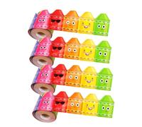 Housoutil 4 Rolls Crayon Bulletin Board Borders Removable Adhesive Scalloped Trim Stickers for Classroom Office Home Wall Decoration Clean Surface Protection Vibrant Rainbow Design for