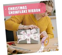 Housoutil 4 Rolls Silver Snowflake Printed Tulle Ribbon Wear Resistant Decorative Ribbon for Gift Wrapping DIY Hair Accessories and Craft Projects Easy to Cut and Store