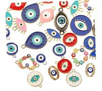 Housoutil 40pcs Evil Eye Jewelry Charms Unique Necklace Connector Accessories for DIY Bracelet Crafting Halloween Festival Jewelry Making Materials