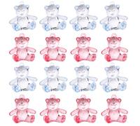 Housoutil 48pcs Acrylic Bear DIY Charms for Shower Decorations Pink and Blue Colours, Mini Adorable Bear Shape for Handmade Crafting and Shower Games Accessories