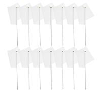 Housoutil 48pcs Hand-cranked Commanding Referee Flag for Golf Course | White Polyester Set, Slim Pole Included, Plain Design, Clubs and Event Courses