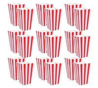 Housoutil 48pcs Red Paper Popcorn Boxes with Unique Festive Design, Portable and Grease Resistant Snack Containers for Popcorn and Candy, for Cinemas and Carnival Parties