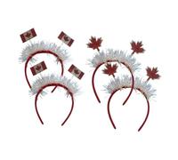 Housoutil 4Pcs Canadian Maple Leaf Festival Headband Set Flag and Leaf Decorations, Carnival Hair Hoop Party Prop Hair Accessories for National Day Celebration