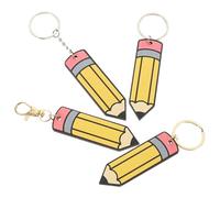Housoutil 4pcs Decorative Pencil Keychain Luggage Pendant Stylish Wooden Easy Attaching for Teachers Schoolbag Pendant Choice for Christmas Birthday Party