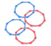 Housoutil 4pcs Football Agility Training Rings Set, 40cm Red and Blue Octagon Plastic Speed and Coordination Rings for Soccer Basketball Youth Sports Conditioning