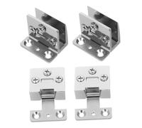 Housoutil 4pcs Glass Door Hinge Bathroom Door Glass Clamp Stainless Steel Silver