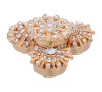 Housoutil 4pcs Gold Rhinestone Button Covers Clip-on for Shirts Blouses - Snowflake Design with Large Small Crystals - No Sew Decorative Button Clips for Formal Events Party Accessories