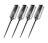 Housoutil 4pcs Hair Tinting Brushes Hair Dye Applicator Brush Black Plastic Double Sided Design Short Bristle Multifunctional Use for Ballroom Dancing