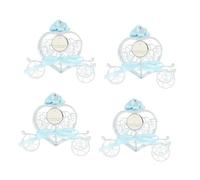 Housoutil 4Pcs Heart Cart Candy Box Blue Tinplate Hollow Heart Shape Treat Boxes for Wedding Party Favors Decorative Candy Storage Halloween Festival Use