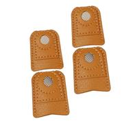 Housoutil 4pcs Leather Thimble Durable Finger Protector for Quilting Knitting and DIY Crafts Comfortable Fingertip Pads with Enhanced Protection and Micro Coin Design Includes Storage Box