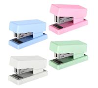 Housoutil 4pcs Manual Desktop Stapler for School Students Portable Mini Single Finger Paper Binding Tools Cute Ergonomic Design for Classroom and Office Use