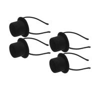 Housoutil 4pcs Mini Black Top Hat Headband for Women, Retro Victorian Style Party Accessory with Comfortable Fit and Lightweight Polyester Material, for Tea Parties and Dress up Events