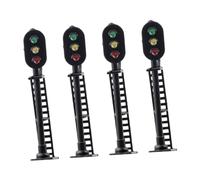 Housoutil 4pcs Miniature Railroad Train Signal Light Model Green Yellow Red Light Luminous Traffic Decor for Sand Table and Scene Decoration DIY Landscape Prop