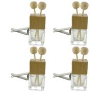 Housoutil 4pcs Ml Car Aroma Diffuser Bottle with Classic Glass and Wooden Design, Good Sealing and Leak-resistant Essential Oil Perfume Container for Car and Bookshelf