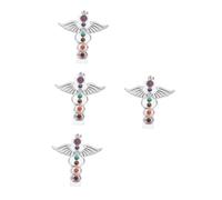 Housoutil 4pcs Natural White Crystal Angel Wing Ornament Handmade Desktop Crystal Column Decoration Lightweight and Tabletop Pendant for Home Furnishing