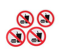 Housoutil 4pcs No Food Drink Safety Labels Adhesive Warning Stickers with White Border and Options for Indoor Factory Office Use Promotes Cleanliness and Workflow Compliance