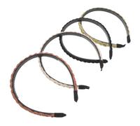 Housoutil 4pcs Non-Slip Braided Headbands with Teeth, Thin Twisted Hairbands for Women and, Multi-Color Black Green Beige Light Brown, Suitable for Face Washing and Yoga