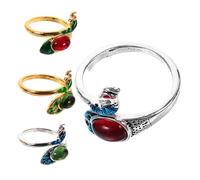 Housoutil 4pcs Peacock Shape Crochet Knitting Rings Yarn Guide Finger Holders Braided Ring for Knitters